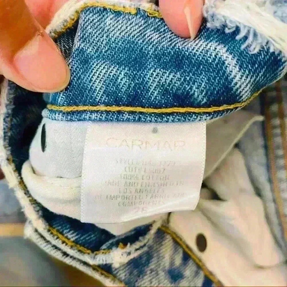 Carmar heavily distressed destroyed straight crop light wash jeans button fly 26 - Picture 15 of 16